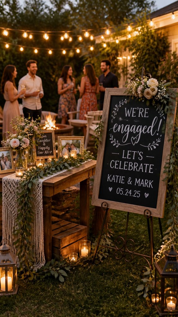 matching themed engagement signs