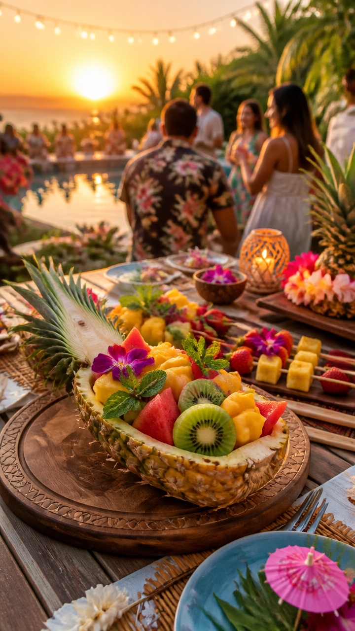 create pineapple boat centerpiece